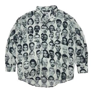 小众Magliano25ss秀款AI生成人像印花长袖衬衫垂坠感中长款外套