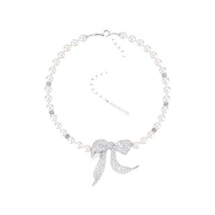 YVMIN尤目 x SHUSHUTONG 密镶翘脚蝴蝶结珍珠项链毛衣链生日礼物