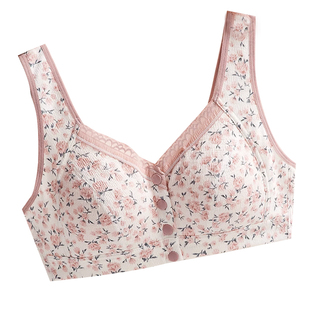 大码棉质前扣文胸200斤中老年妈妈无钢圈薄款透气大胸内衣胸罩