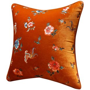 红木沙发垫中式绒布刺绣实木家具坐垫罗汉床加厚座垫定制套罩垫子