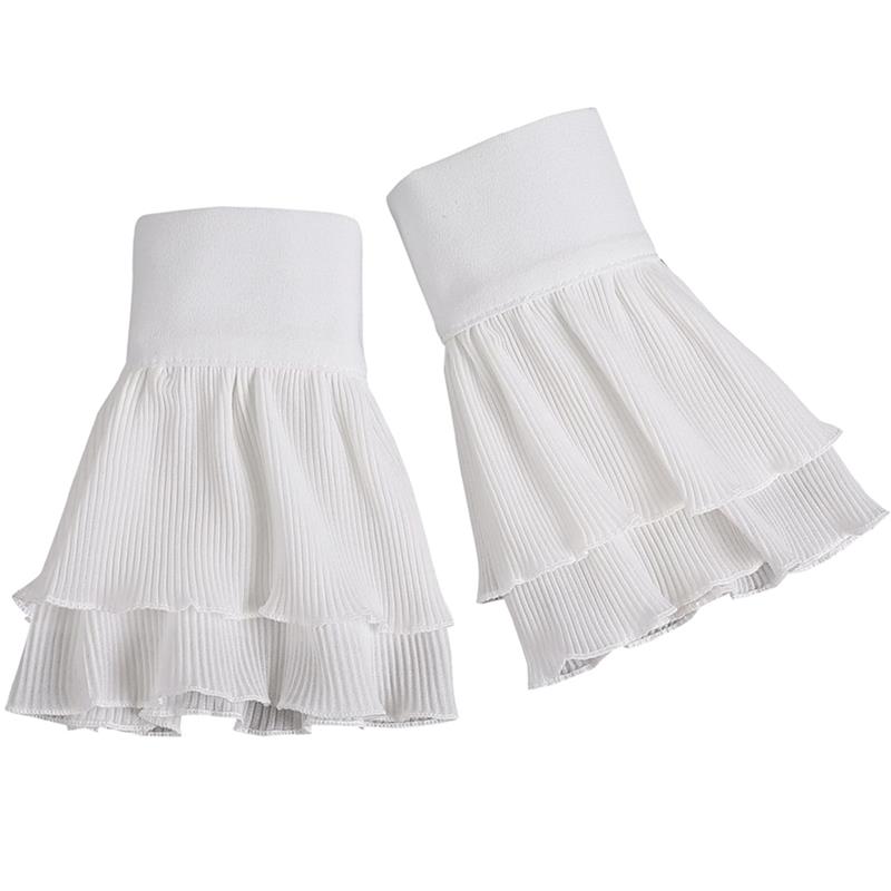 假袖子女短接袖衣服立体百褶网纱蕾丝花边假袖套秋冬毛衣装饰袖口