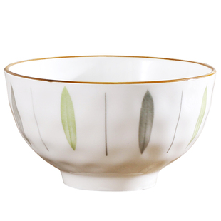 10只装家用陶瓷餐具咏柳碗咖边米饭碗小汤碗日式风格2025新款饭碗