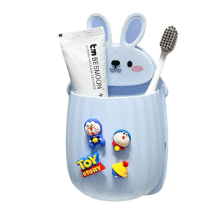 卫生间牙刷置物架浴室收纳盒可爱卡通壁挂式免打孔化妆工具整理盒