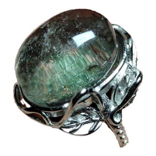 绿幽灵戒指 天然 彩幽灵水晶戒指男女S925银大颗粒绿幽灵水晶戒指