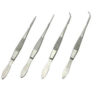 新华医疗眼用镊眼科镊10厘米直弯头有无齿医用不锈钢拔睫毛镊子