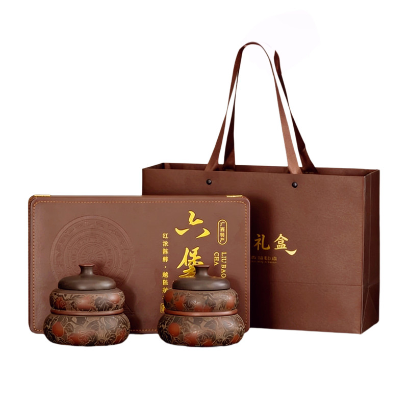 广西梧州特级六星茶王六堡茶金花槟榔香特产黑茶散茶高端礼盒装
