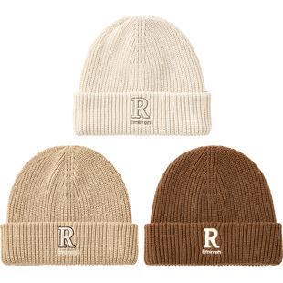 伊米伦儿童帽子冬季新款男童女孩抗起球针织护耳毛线帽亲子帽棕色