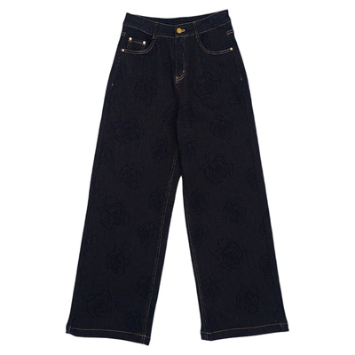 无色无味女士加绒提花弹力牛仔裤