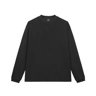 J.C/简裁长袖T恤330克毛巾布简约百搭宽松圆领基础打底衫秋冬新款