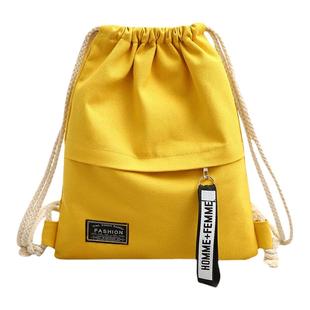 书包帆布迷你松紧带袋子男童简约抽绳拉背包潮束口收缩带帆布轻薄