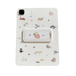 喵星童话王国乳白色支架适用苹果三星华为2025ipadpro保护套TPU平板Air3467壳第十代小红米Matepad女S软89A猫