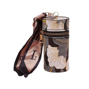 零钱包女中国风花卉图案水桶口红包小巧耳机钥匙收纳包钥匙挂件包