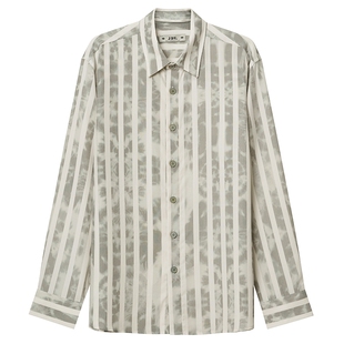 JDV春秋新品商场同款绿色条纹莱赛尔长袖男士衬衫上衣SIC4325