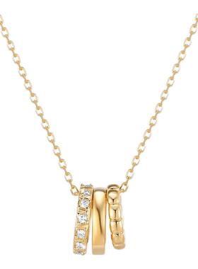 Fedoma三圆环纹理宝石镶嵌项链