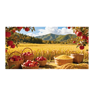 丰收图五谷丰登客厅装饰画餐厅饭店高级感水稻麦田贴画背景墙装饰