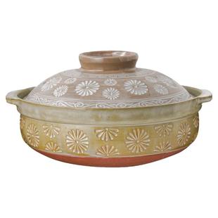 MinoYaki万古烧花三岛砂锅日本进口土锅家用煲汤煲仔饭老式陶土锅