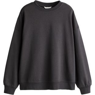 HM女装miu系卫衣内搭加厚加绒落肩长袖宽松美式套衫打底衫1243667