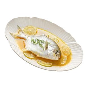 创意陶瓷鱼盘新款蒸鱼盘装鱼盘简约椭圆盘耐高温家用装菜盘子深盘