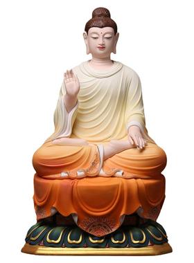 戴玉堂陶瓷摆件《唐彩古莲座释迦牟尼佛》林建平佛像装饰客厅款