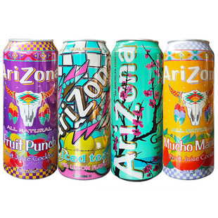 美国进口Arizona亚利桑那冰茶果味饮料蜂蜜绿茶650ml大罐0脂