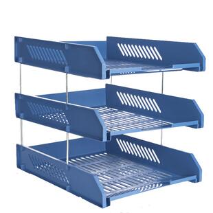 【加高四层盘】办公室A4文件架收纳盒桌面文具加厚文件收纳架多层资料整理置物架文件盘多层蓝色黑色二层三层