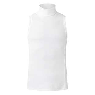 辉先生秋冬季男士高领纯色无袖打底衫性感休闲弹力紧身针织背心潮