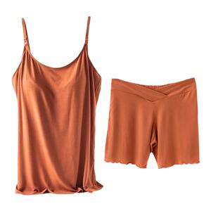 带胸垫怀孕期带胸垫孕妇哺乳吊带套装孕妇居家喂奶衣哺乳衣套装夏