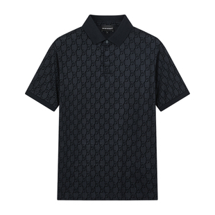 Armani/阿玛尼EA 男士时尚满印老花短袖POLO衫 EM007339 AF10017