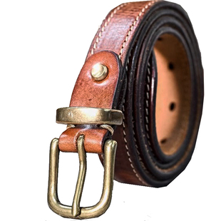 黄铜牛皮针扣复古手工真牛皮带港风牛仔百搭腰带简约女士裤带休闲