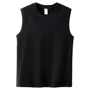 HSAY两件装 男士背心运动打底夏季无袖 纯棉纯色休闲外穿圆领