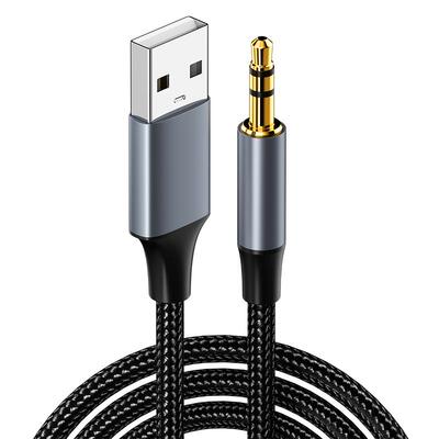 USB转3.5mm音频线台式机笔记本电脑连接头戴耳机音响音箱功放转换器播放音乐声卡伴奏连接线公对公AUX转接头