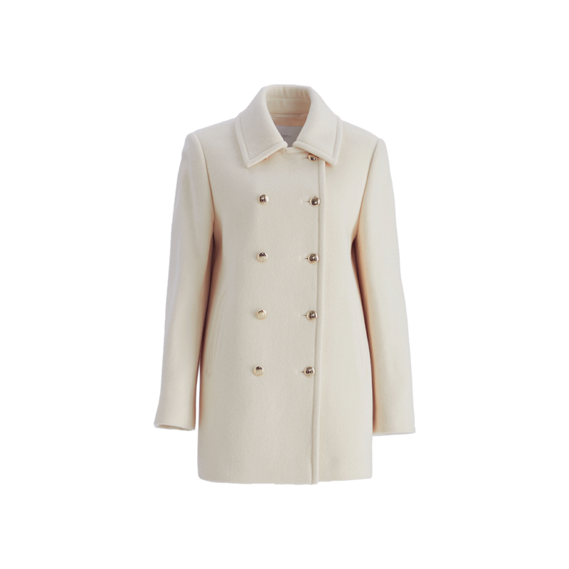 OBEG欧碧倩复古双排扣JI简廓形羊毛大衣外套女冬季10484039
