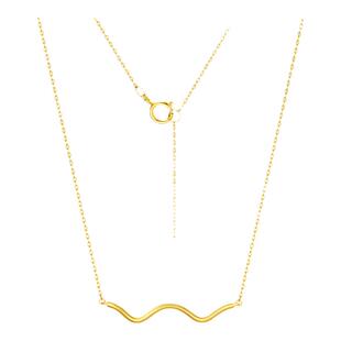 周大福SOINLOVE「极简」波浪18K金项链锁骨链女 VE154生日礼物