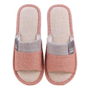 路路佳拖鞋女棉麻家用厚底居家室内防滑软底布拖鞋男四季亚麻拖鞋