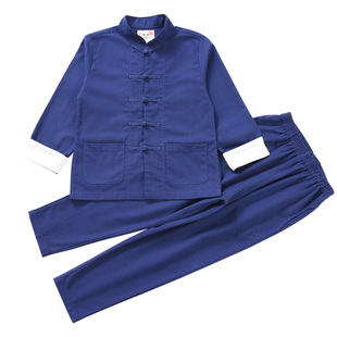 棉麻儿童汉服唐装男童春秋中国风套装中式民族服装复古国学班服