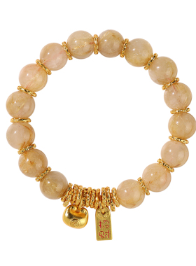 天然金发晶盘缠手串招财转运