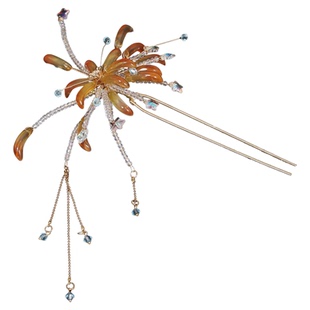 永夜星河丨新中式国风琉璃烟花发钗古风汉服新年盘发流苏珍珠头饰