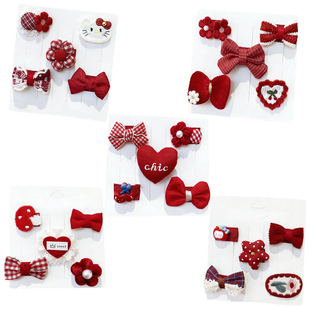 婴儿汗毛夹可爱宝宝胎毛夹不伤发儿童新年发夹女童包布夹头饰发饰