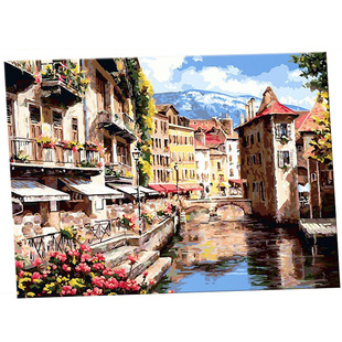 diy数字油画手绘客厅风景手工填充油彩填色画画丙烯装饰水城印象