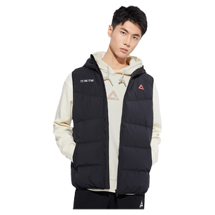 匹克羽绒马甲男秋冬2025新款外穿休闲百搭连帽时尚背心保暖外套