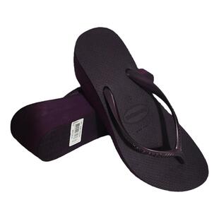 Havaianas 6CM 厚底人字拖女 高跟 坡跟 拖鞋夏防滑玫瑰金哈瓦那