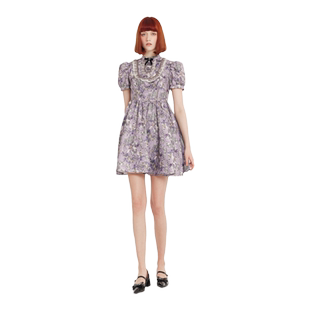 LULUALWAYS我爱露露夏季新款千金名媛甜美华丽提花短款连衣裙