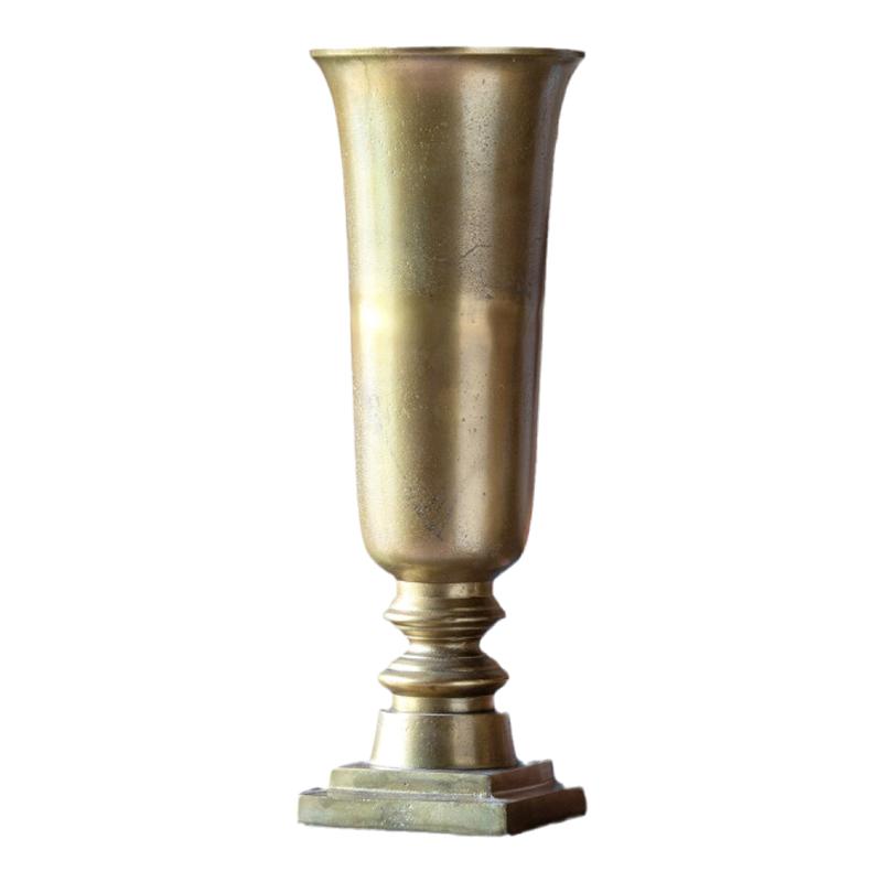 现 纽约下城公园进口伊斯米尔铸铝经典奖杯型古金瓮花瓶高50cm