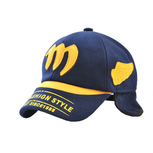 中大男女儿童帽子冬季中小学生棒球帽加厚保暖帽毛呢加绒遮护耳帽