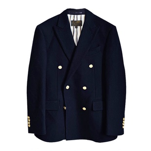 经典再现拉夫版布雷泽西装600g麦呢戗驳领双排扣绅士Blazer西服