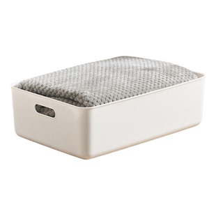 加厚收纳盒杂物收纳筐厨房柜子塑料整理箱长方形白色储物筐书桌框