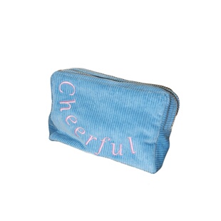 SunsetPark「Cheerful」复古灯芯绒刺绣简约大容量便携收纳化妆包