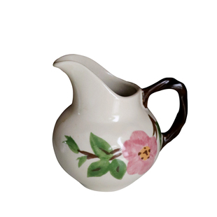 老货复古立体花朵沙塔玫瑰黄胎小奶壶手冲壶奶缸油壶杯陶瓷釉下彩