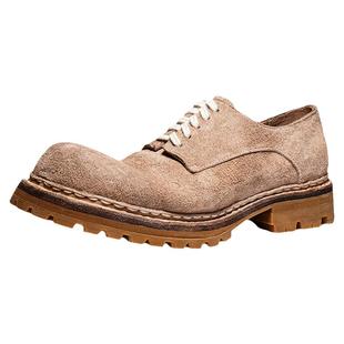 DREAMBOX钧博vibram防滑英伦休闲皮鞋手工固特异大头反绒皮德比鞋