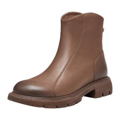 天美意复古英伦切尔西靴